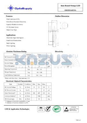 OSO5SA4131A datasheet - 4mm Round Orange LED