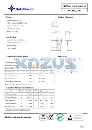 OSO5SA5J71D datasheet - 5.2x3.8mm Oval Orange LED