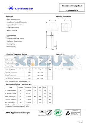 OSO5SA8131A datasheet - 8mm Round Orange LED