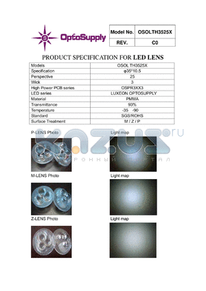 OSOLTH3525X datasheet - PRODUCT SPECIFICATION FOR LED LENS