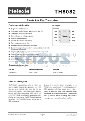 TH8082 datasheet - Single LIN Bus Transceiver