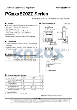 PQ015EZ02Z datasheet - Low Voltage Operation Low Power-loss Voltage Regulator