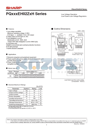 PQ018EH02ZZH datasheet - Low Voltage Operation Low Power-Loss Voltage Regulators