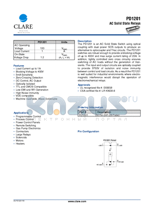 PD1201 datasheet - AC Solid State Relays