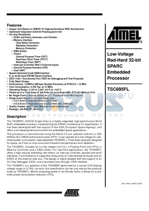 TSC695FL-15MA-E datasheet - Low-Voltage Rad-Hard 32-bit SPARC Embedded Processor