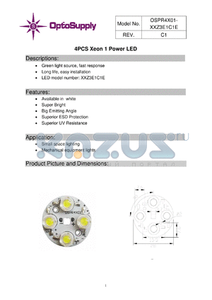 OSPR4X01-M5Z3E1C1E datasheet - 4PCS Xeon 1 Power LED Green light source, fast response