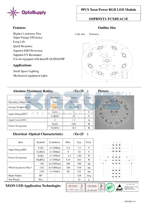 OSPR9XT1-TCXBEAC1E datasheet - 9PCS Xeon Power RGB LED Module