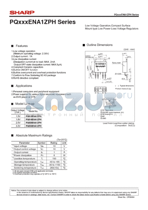 PQ033ENA1ZPH datasheet - Low Voltage Operation,Compact Surface Mount type Low Power-Loss Voltage Regulators