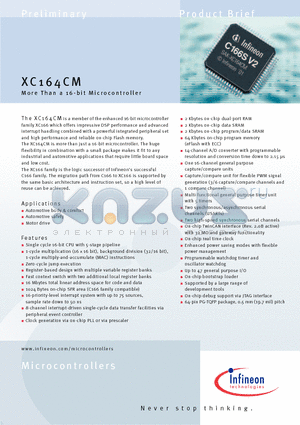 SAK-XC164CM-8F20F datasheet - 16-bit Microcontroller