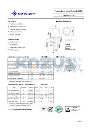 OSR5M3A131U datasheet - Premium Power 10mm Phoenix Red LED