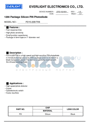 PD15-22TR8 datasheet - 1206 Package Silicon PIN Photodiode