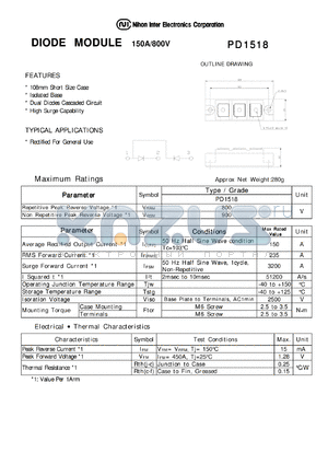 PD1518 datasheet - DIODE MODULE - 150A/800V