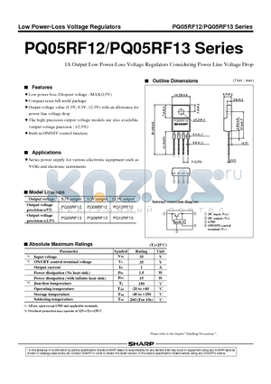 PQ05RF13 datasheet - 1A Output Low Power-Loss Voltage Regulators Considering Power Line Voltage Drop