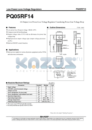 PQ05RF14 datasheet - 1A Output, Low Power-Loss Voltage Regulator Considering Power Line Voltage Drop