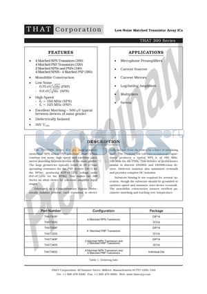 THAT320P datasheet - Low-Noise Matched Transistor Array ICs