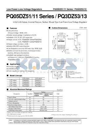 PQ05DZ1U datasheet - 0.5A/1.0A Output, General Purpose, Surface Mount Type Low Power-Loss Voltage Regulator