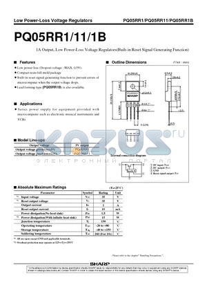 PQ05RR1 datasheet - 1A Output, Low Power-Loss Voltage Regulators(Built-in Reset Signal Generating Function)