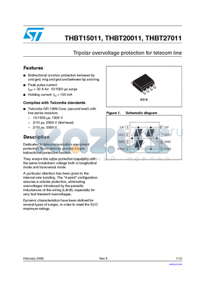 THBT15011 datasheet - Tripolar overvoltage protection for telecom line