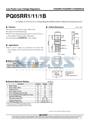 PQ05RR1B datasheet - 1A Output, Low Power-Loss Voltage Regulators(Built-in Reset Signal Generating Function)