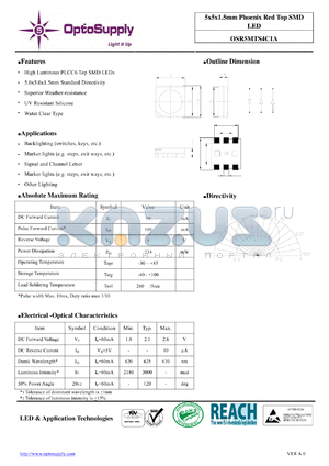 OSR5MTS4C1A_12 datasheet - 5x5x1.5mm Phoenix Red Top SMD