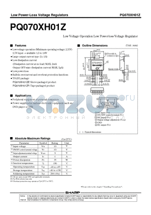 PQ070XH01Z datasheet - Low Voltage Operation Low Power-loss Voltage Regulator