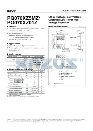 PQ070XZ5MZ datasheet - SC-63 Package, Low Voltage Operation Low Power-loss Voltage Regulator