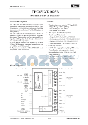 THC63LVD1023B datasheet - 160MHz 67Bits LVDS Transmitter