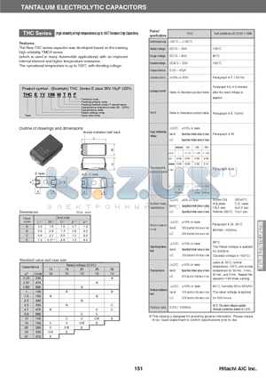 THCE1V106MTRF datasheet - High reliability at High temperatature