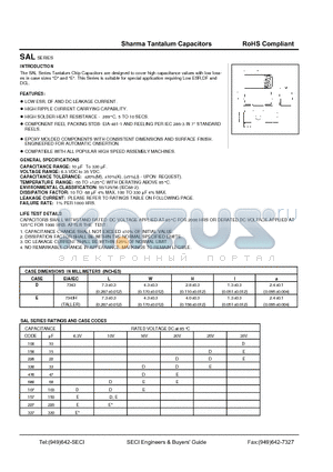 SAL datasheet - Tantalum Capacitors