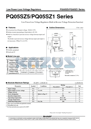 PQ09SZ11 datasheet - Low Power-Loss Voltage Regulators (Built-in Reverse Voltage Protection Function)