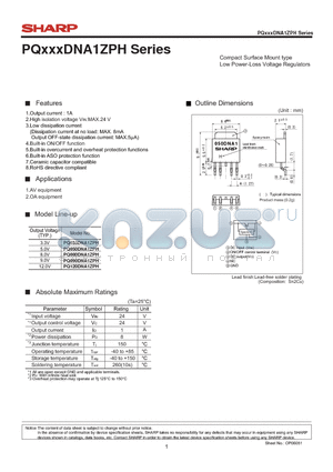 PQ120DNA1ZPH datasheet - Compact Surface Mount type Low Power-Loss Voltage Regulators