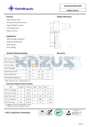 OSR5SA4131A datasheet - 4mm Round Red LED