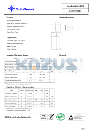 OSR5SA5201A datasheet - 5mm Bullet Red LED