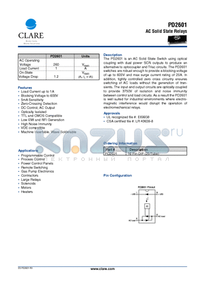 PD2601 datasheet - AC Solid State Relays