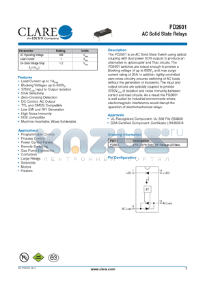 PD2601 datasheet - AC Solid State Relays