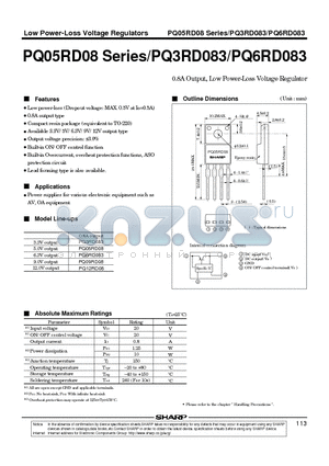 PQ12RD08 datasheet - 0.8A OUTPUT LOW POWER LOSS VOLTAGE REGULATOR