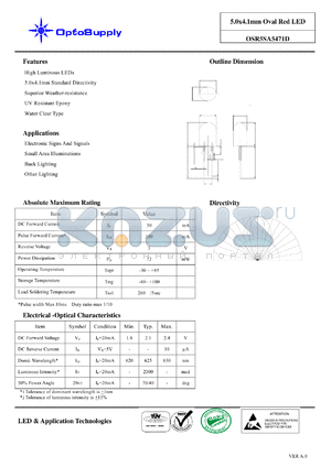 OSR5SA5471D datasheet - 5.0x4.1mm Oval Red LED