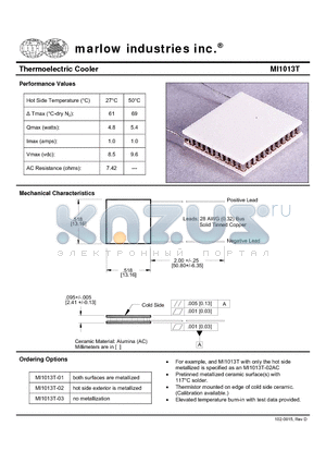 MI1013T-02 datasheet - Thermoelectric Cooler