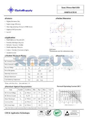 OSR5XAE3E1E datasheet - Xeon 3 Power Red LED