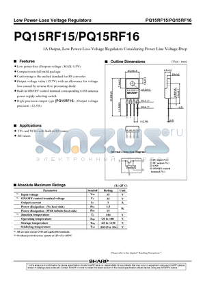 PQ15RF15 datasheet - 1A Output, Low Power-Loss Voltage Regulators Considering Power Line Voltage Drop