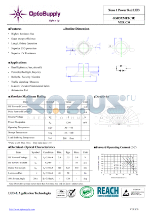 OSR5XME1C1E datasheet - Xeon 1 Power Red LED