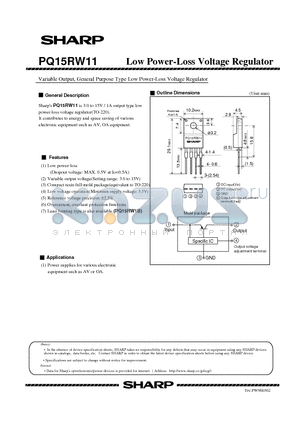 PQ15RW11 datasheet - Low Power-Loss Voltage Regulator