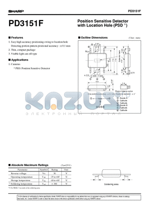 PD3151F datasheet - Position Sensitive Detector with Location Hole (PSD *)