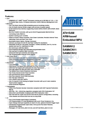 SAM9CN11 datasheet - The ARM926EJ-S based SAM9CN12 features the frequently requested combination of user...