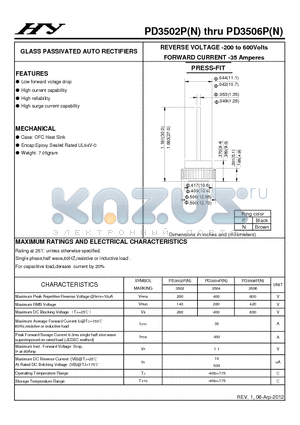 PD3503P datasheet - GLASS PASSIVATED AUTO RECTIFIERS