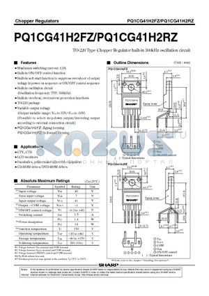 PQ1CG41H2FZ datasheet - TO-220 Type Chopper Regulator built-in 300kHz oscillation circuit