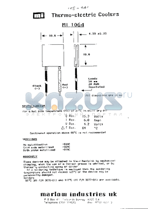 MI1064 datasheet - Thermo-electric Coolers
