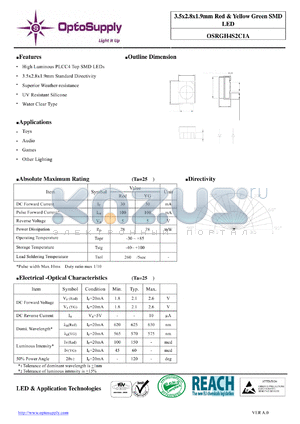 OSRGH4S2C1A datasheet - 3.5x2.8x1.9mm Red & Yellow Green SMD LED