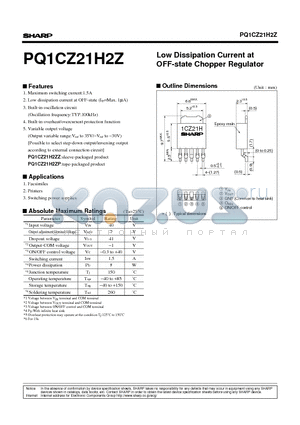 PQ1CZ21H2ZP datasheet - Low Dissipation Current at OFF-state Chopper Regulator