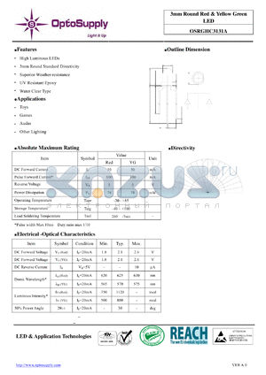 OSRGHC3131A datasheet - 3mm Round Red & Yellow Green LED